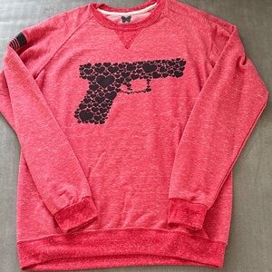 Heart Pew Pew Patterned Red Women's Sweatshirt